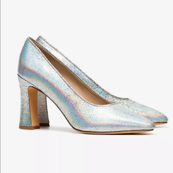 Maryam Nassir Zadeh Isa Pump Silver Metallic Heels NWT - Picture 5 of 8